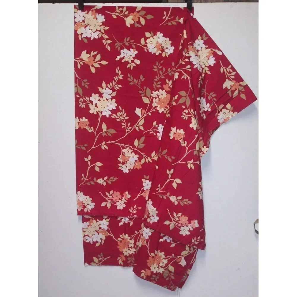 Woolrich 100% COTTON RED shower curtain floral bathroom curtain FLAW 71x72 HTF